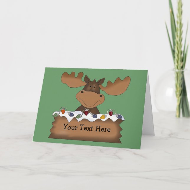Christmas Moose (customizable) Holiday Card (Front)