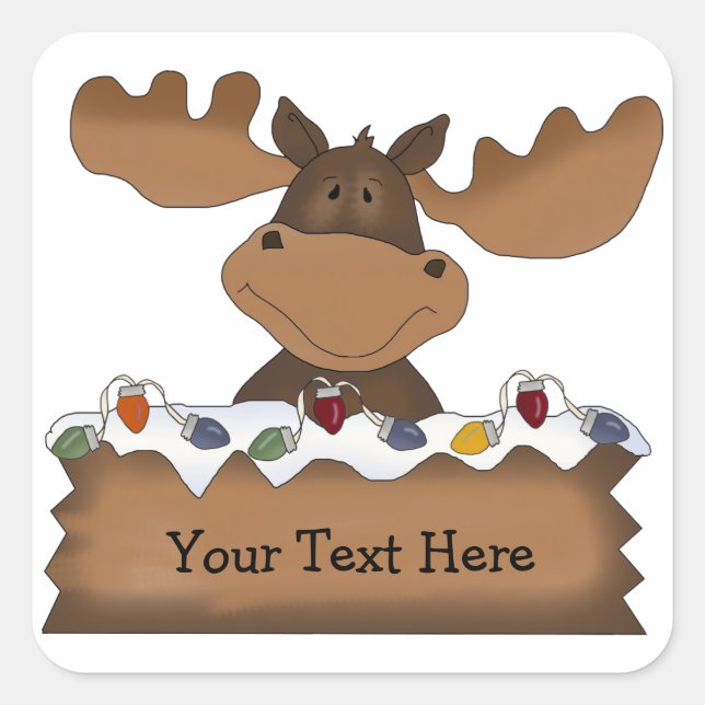 Christmas Moose (customizable) Square Sticker (Front)