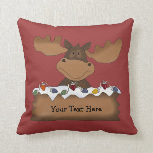 Christmas Moose (customizable) Throw Pillow