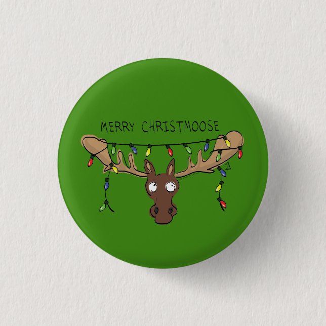 Christmas Moose Cute Funny Holiday Animal 1 Inch Round Button (Front)