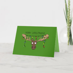 Christmas Moose Cute Funny Holiday Animal Card