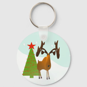 Christmas Moose Keychain
