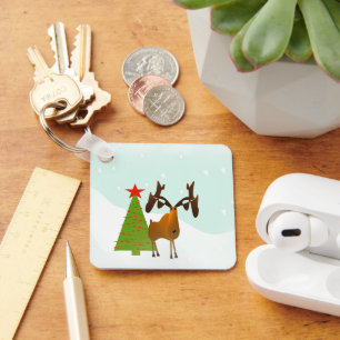 Christmas Moose Keychain