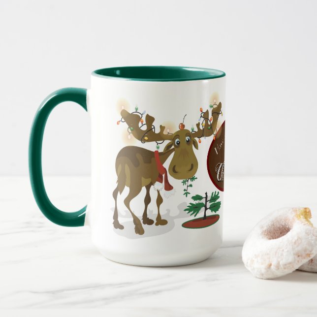 Christmas Moose  Mug (With Donut)