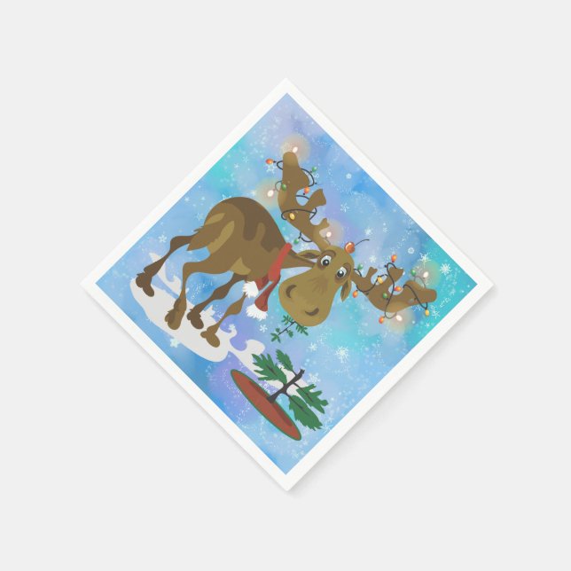 Christmas Moose Napkin (Corner)