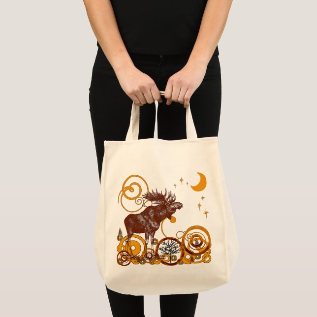 Christmas Moose Organic Reusable Shopping Gift Bag (Front (Product))