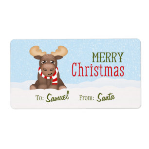 Christmas Moose Personalized Gift Tags / Labels