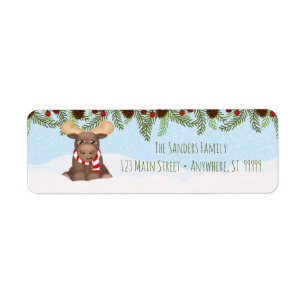 Christmas Moose Return Address Label