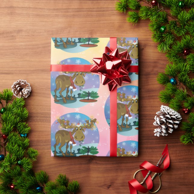 Christmas Moose smaller print Wrapping Paper (Holiday Gift)