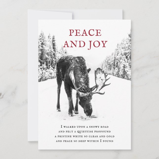 Christmas Moose Winter Snow Peace Poem Holiday Car Card (Front)