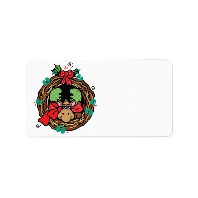 christmas moose wreath design label (Front)
