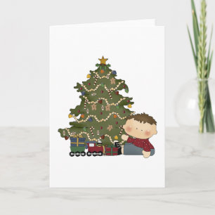 christmas morning boy  tot 1 holiday card