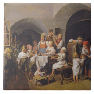 Christmas Morning (by Ferdinand Georg Waldmüller) Tile
