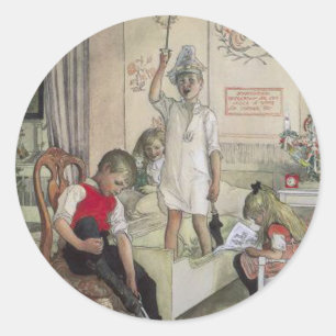 Christmas Morning Classic Round Sticker