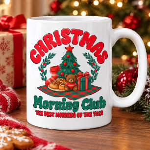 Christmas Morning Club Tree Cinnamon Rolls Plaid Coffee Mug