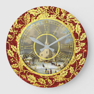 Christmas Morning Large Clock