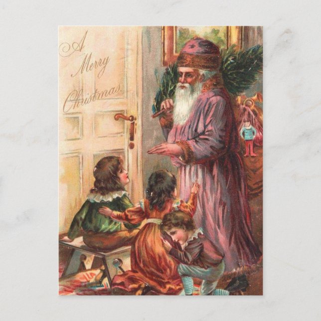 Christmas Morning Santa Holiday Postcard (Front)