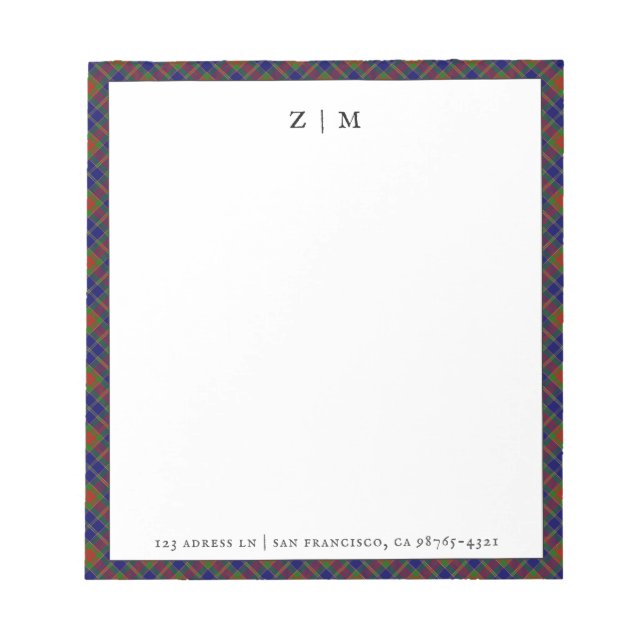 Christmas Morning Scottish Tartan Pattern Notepad (Front)