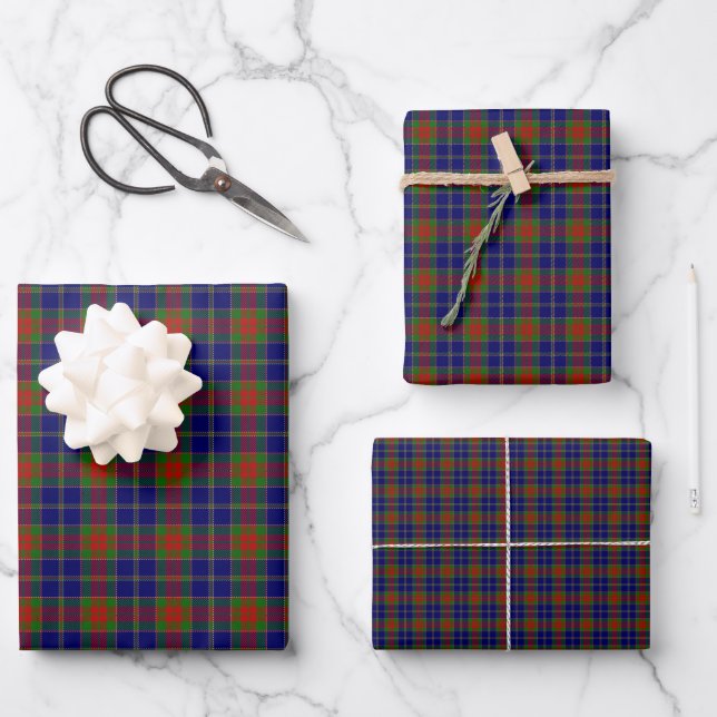 Christmas Morning Scottish Tartan Pattern Wrapping Paper Sheet (Front)