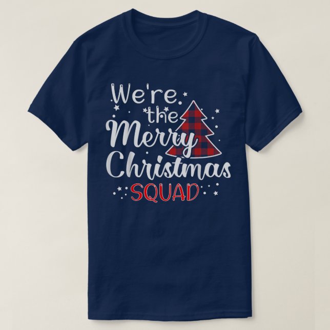 Christmas Morning Squad Red Buffalo Plaid Tree San T-Shirt (Design Front)