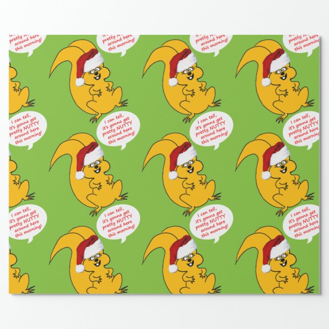 Christmas Morning Squirrel Cartoon Wrapping Paper (Flat)