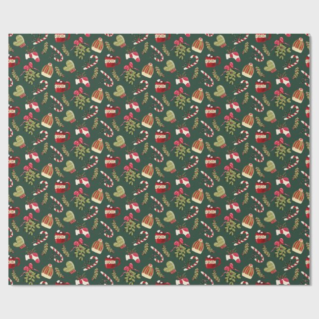 Christmas Morning with Cocoa and Marshmallows Wrapping Paper (Flat)