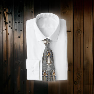  Christmas Morris Angel Snowflakes Steel Gray Tie