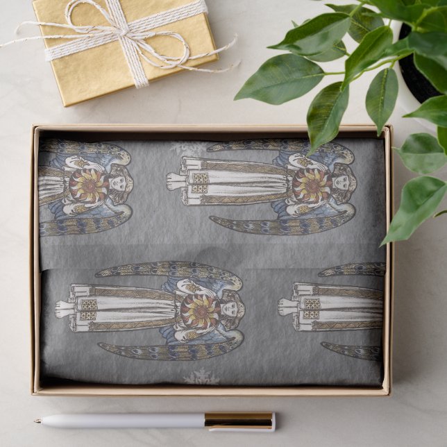  Christmas Morris Angel Snowflakes Steel Grey Tissue Paper (Gift)
