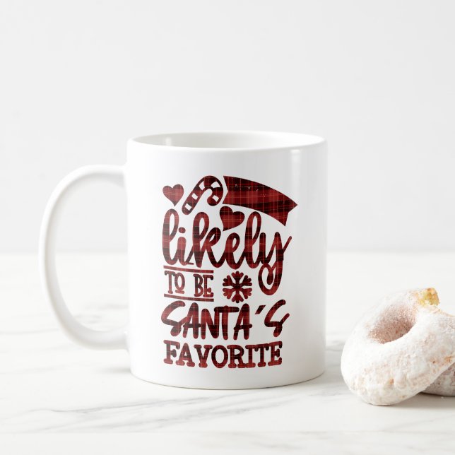 Christmas Most Likely Santas Favourite Personalize Coffee Mug (With Donut)