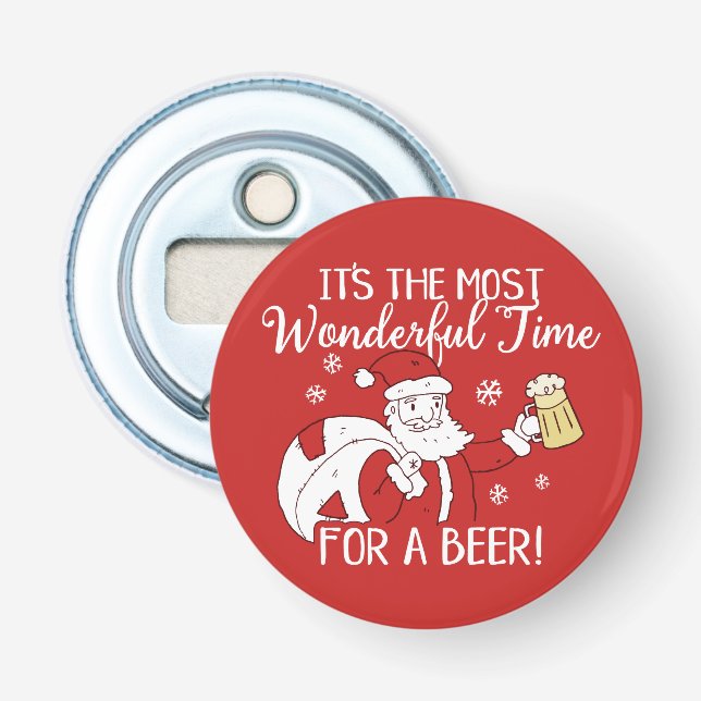 Christmas Most Wonderful Time for a Beer Santa Bottle Opener (Front)