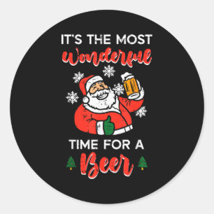 Christmas Most Wonderful Time For Funny Santa Xmas Classic Round Sticker