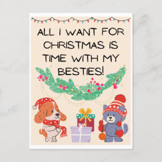 Christmas motif with Besties slogan card