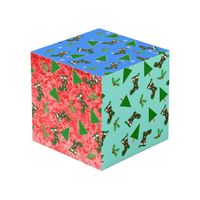 Christmas Motifs Holiday Design  Cube (Front Angled)
