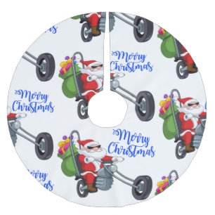 christmas motorcycle santa brushed polyester tree skirt