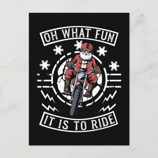 Christmas Motorcycle Santa Claus Biker Dad Bike Postcard (Front)