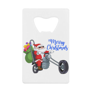 christmas motorcycle santa credit card bottle opener