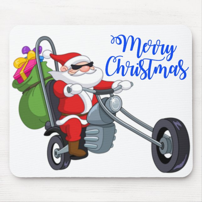 christmas motorcycle santa mouse pad (Front)