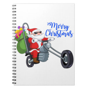 christmas motorcycle santa notebook