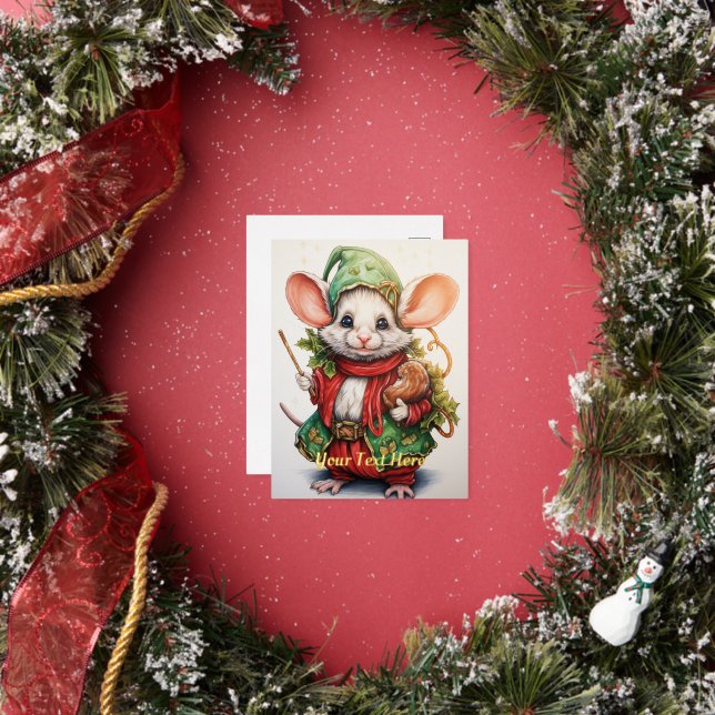 Christmas Mouse 46 Foil Holiday Postcard (Insitu)
