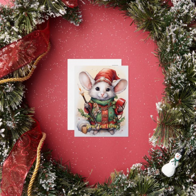 Christmas Mouse 49 Foil Holiday Postcard (Insitu)
