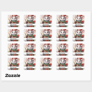 Christmas Mouse 49 Your Text Here Square Sticker