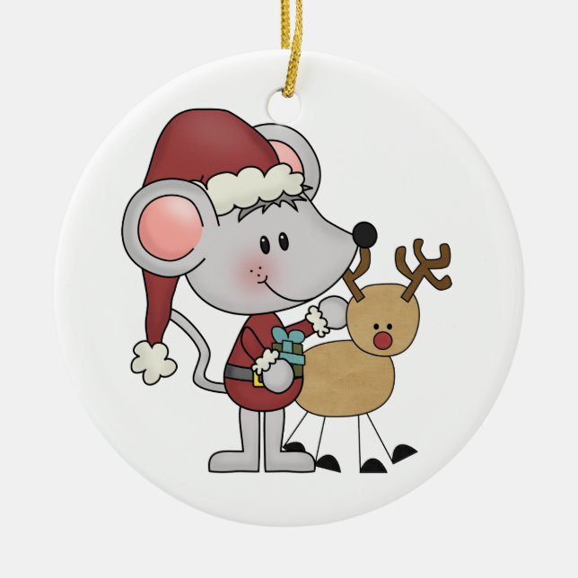 Christmas Mouse and Ceramic Ornament (Front)