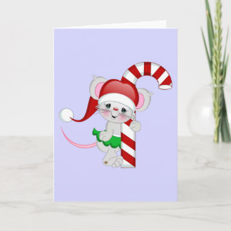 Christmas Mouse Candy Cane Holiday Card