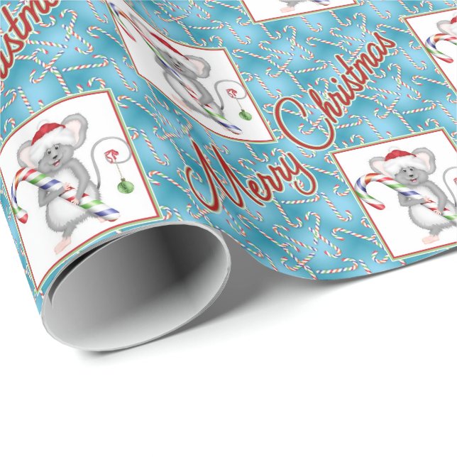 Christmas Mouse Candy Cane Wrapping Paper (Roll Corner)