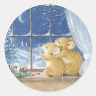 Christmas mouse classic round sticker