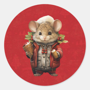 Christmas Mouse Classic Round Sticker