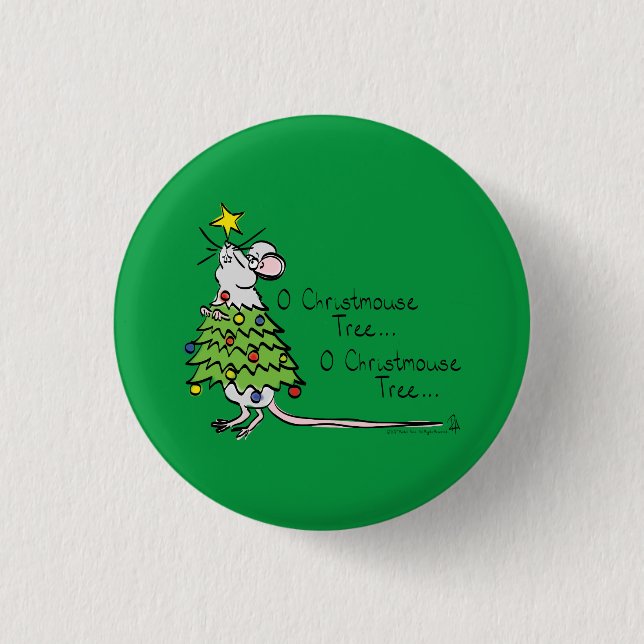 Christmas Mouse Cute Funny Holiday 1 Inch Round Button (Front)