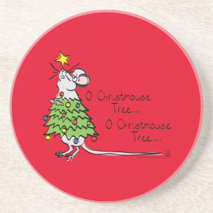 Christmas Mouse Cute Funny Holiday Coaster