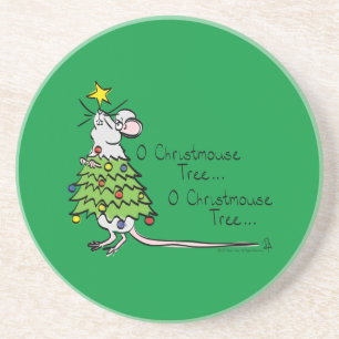 Christmas Mouse Cute Funny Holiday Coaster