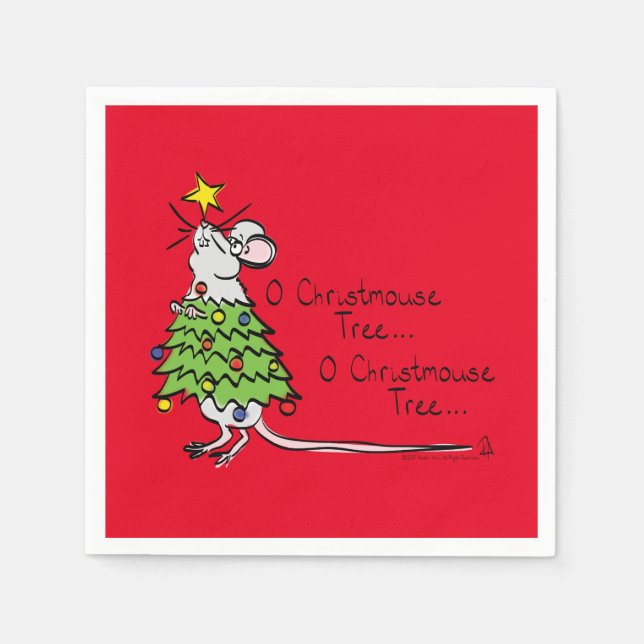 Christmas Mouse Cute Funny Holiday Napkin (Front)